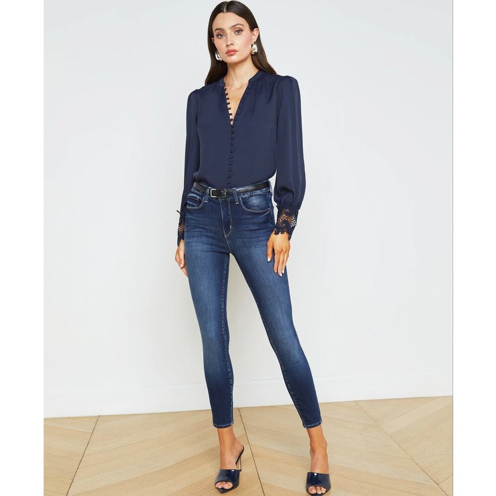 L'Agence Margot High Rise Cropped Skinny Jean Size 26 New Vintage Medium Wash